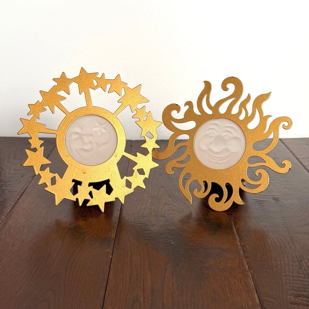 Vintage PartyLite Sun Moon Wall Sconces Celestial Candle Holders